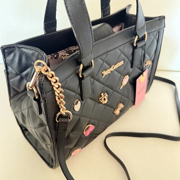 NWT JUICY COUTURE JUICY GIRL ONLY TOTE CROSSBODY BAG W CHARM BLACK - Picture 2 of 7